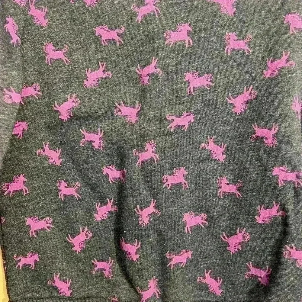 Cat & Jack Unicorn Print Crew Neck Sweatshirt Girl Small Blue Fleece Long Sleeve
